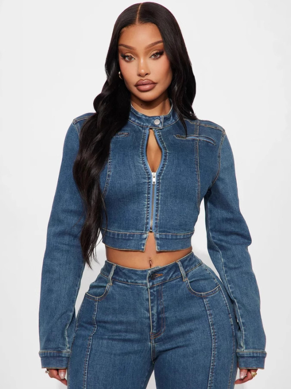Ženski denim set: jakna i hlače, jesen 2025, europsko-američki street retro stil