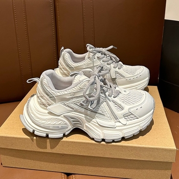 Lusi novi ljetni model, 5 cm amortizirana debela potplata, gornji dio od PU kože i mreže, lagane ženske tenisice stila dad shoes