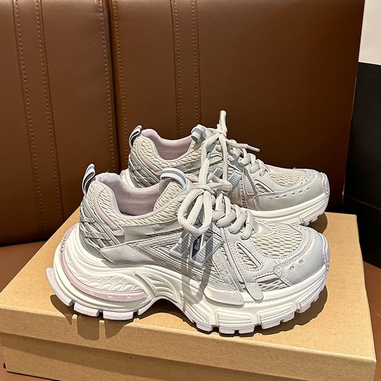 Lusi novi ljetni model, 5 cm amortizirana debela potplata, gornji dio od PU kože i mreže, lagane ženske tenisice stila dad shoes