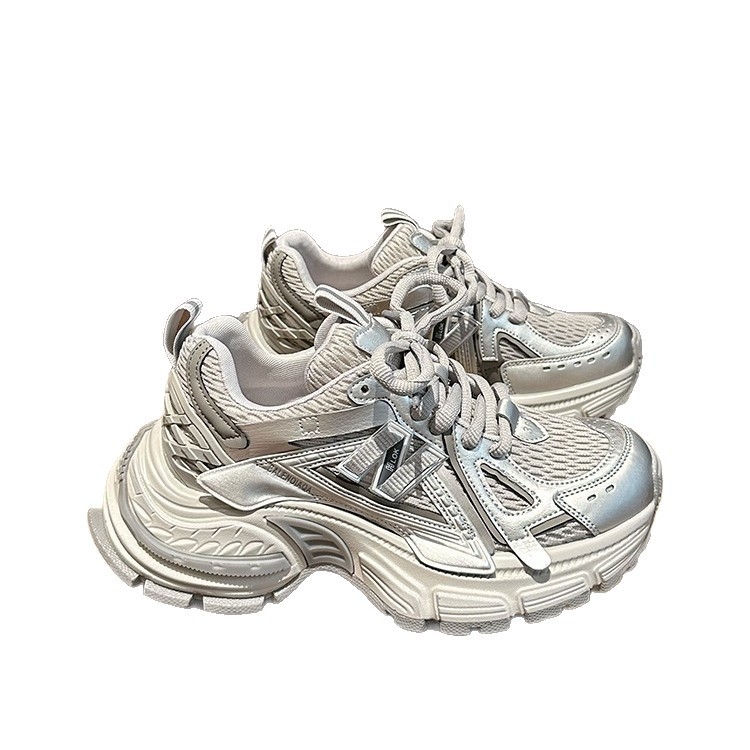 Lusi novi ljetni model, 5 cm amortizirana debela potplata, gornji dio od PU kože i mreže, lagane ženske tenisice stila dad shoes