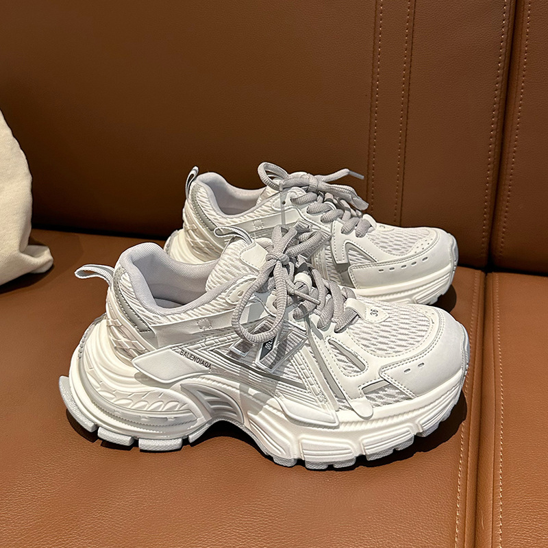 Lusi novi ljetni model, 5 cm amortizirana debela potplata, gornji dio od PU kože i mreže, lagane ženske tenisice stila dad shoes