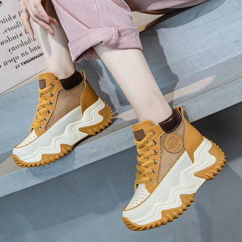 Ženske ljetne tenisice s platformom od 7 cm, prozračan mrežasti gornji dio, lagane casual tenisice stila dad shoes