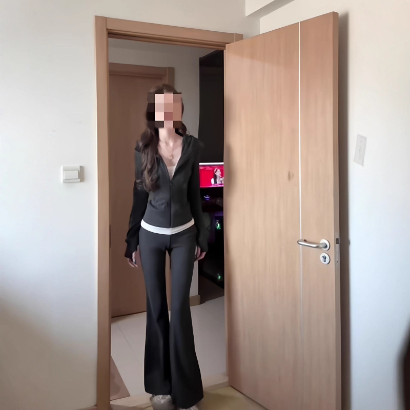 Ženski sportski set u korejskom stilu za proljeće i jesen, uski kroj, hoodie kardigan i hlače zvonastog kroja, casual dvodijelni set