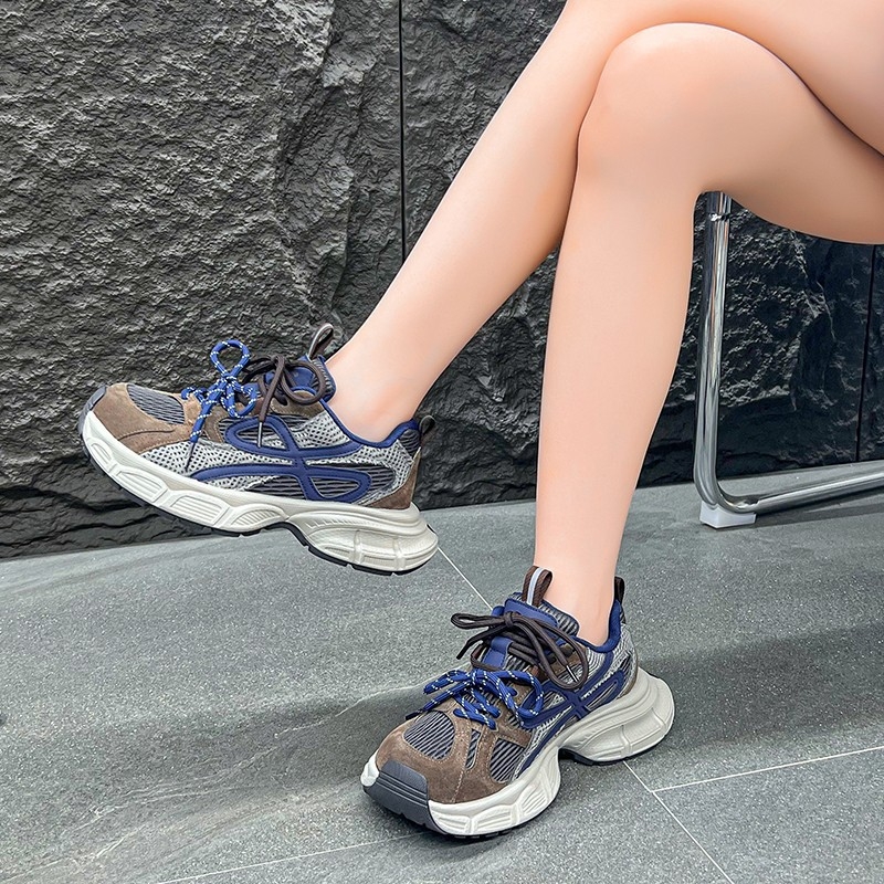 Vanphna Ženske cipele s dvostrukim vezivanjem, stil dad shoes, zima 2025, lagane, debelim potplatom, casual sportske tenisice