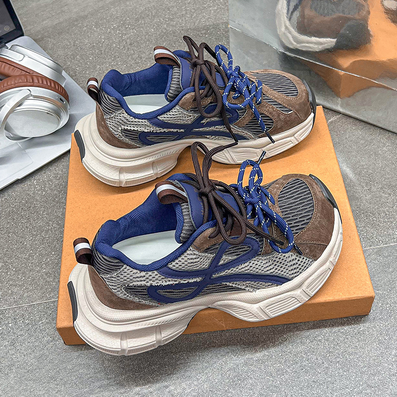 Vanphna Ženske cipele s dvostrukim vezivanjem, stil dad shoes, zima 2025, lagane, debelim potplatom, casual sportske tenisice