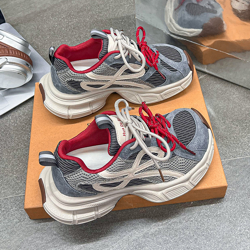 Vanphna Ženske cipele s dvostrukim vezivanjem, stil dad shoes, zima 2025, lagane, debelim potplatom, casual sportske tenisice