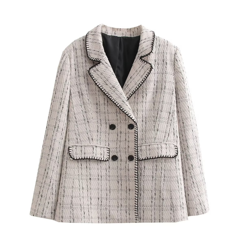 8274/113TAOP&ZA Ženski teksturirani dvostruko kopčani sako, rana jesen 8274113