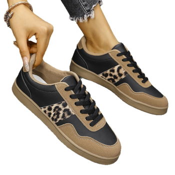 Ženske tenisice s leopard printom, plus veličina, niski vrh, vezanje, PU gornji dio