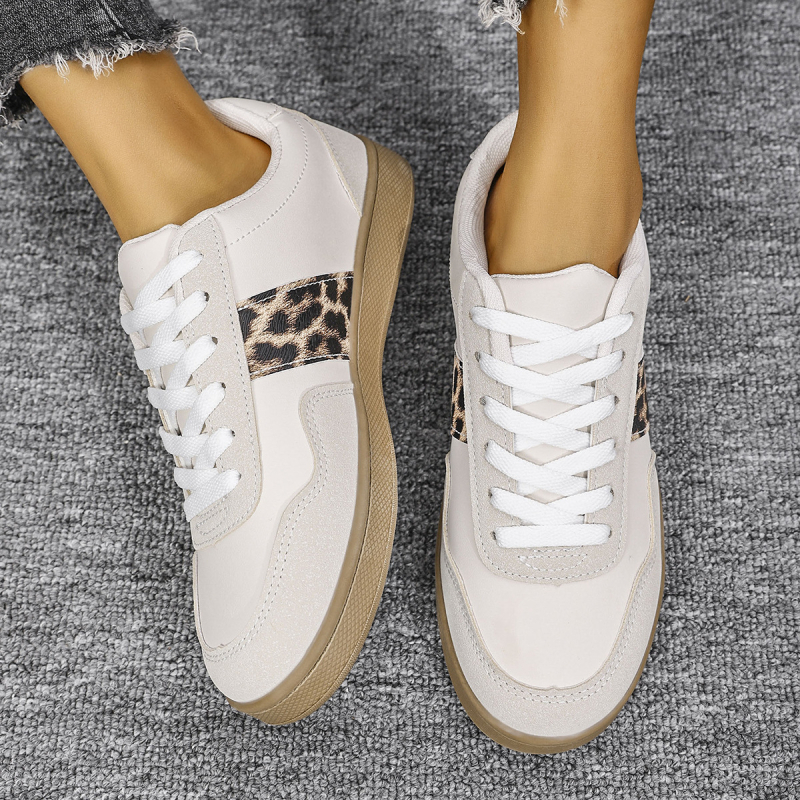Ženske tenisice s leopard printom, plus veličina, niski vrh, vezanje, PU gornji dio