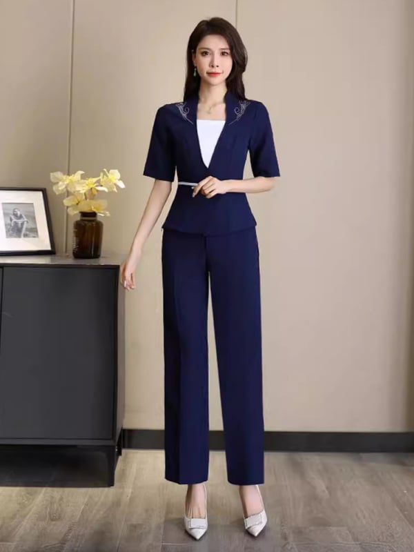 A9007 Ženski uniformni komplet za kozmetički salon, kratkih rukava, elegantan outfit za masažu stopala i wellness centar