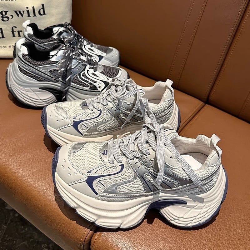 Ženske tenisice tipa dad shoes s prozračnim gornjim dijelom i debelim potplatom za povećanje visine, svakodnevne sportske tenisice 2024