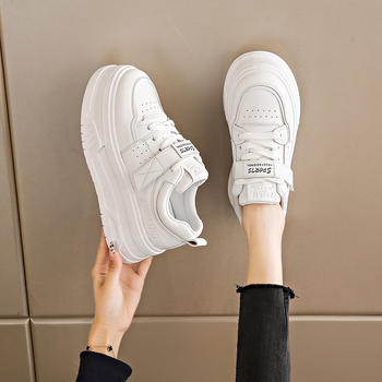Jesen 2024 nove bijele tenisice za žene, platforme, mid-top casual, korejskog stila