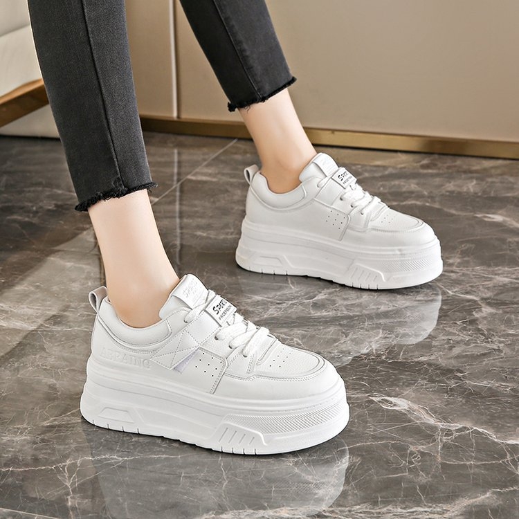 Jesen 2024 nove bijele tenisice za žene, platforme, mid-top casual, korejskog stila
