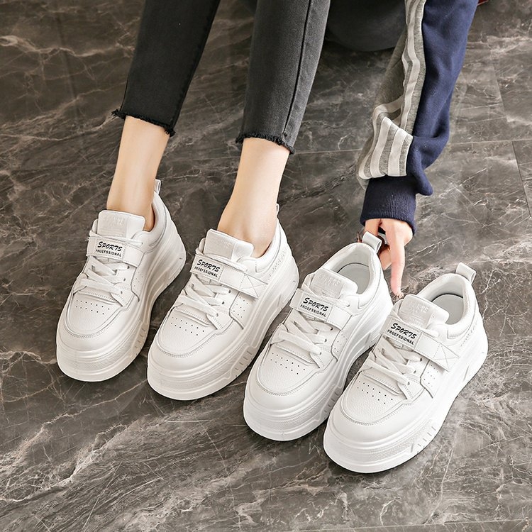 Jesen 2024 nove bijele tenisice za žene, platforme, mid-top casual, korejskog stila