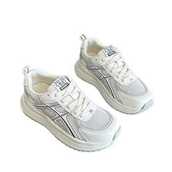Ženske tenisice s mrežastim gornjim dijelom, stil dad shoes, 2025 ljeto–jesen, debela potplat za povećanje visine, bijele, lagane, prozračne