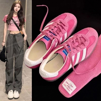 Strawberry Bear ružičaste ženske casual sportske tenisice, niski profil, vezanje, udobne za sve sezone