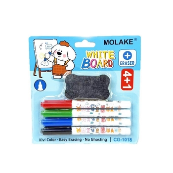 Χρωματιστό σετ μαρκαδόρων λευκής επιφάνειας για παιδιά με ενσωματωμένη σβήστρα, 4+1 σετ για διδασκαλία σε αίθουσες συνεδριάσεων