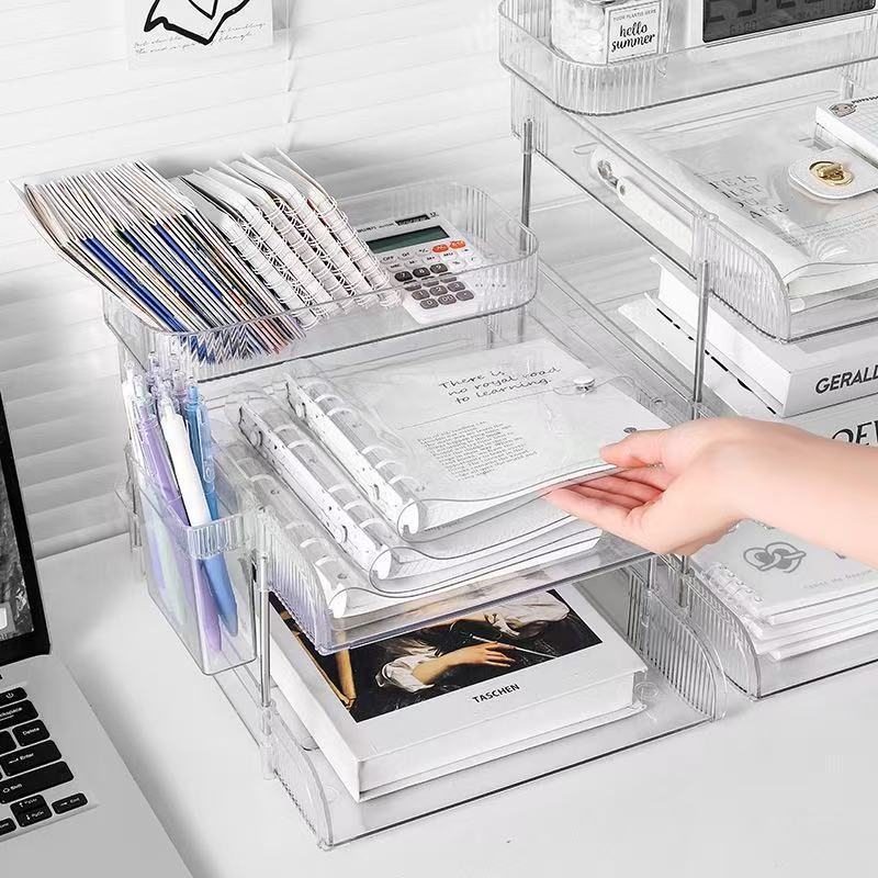 Prozirni stolni organizator za dokumente – 4-slojni, za knjige i A4 papir