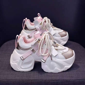 Ženske tenisice u stilu dad shoes s blokovima boja, 8 cm debeli potplat, lagane i svestrane