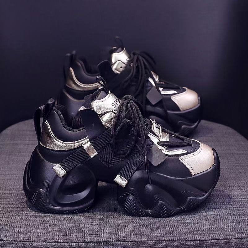 Ženske tenisice u stilu dad shoes s blokovima boja, 8 cm debeli potplat, lagane i svestrane