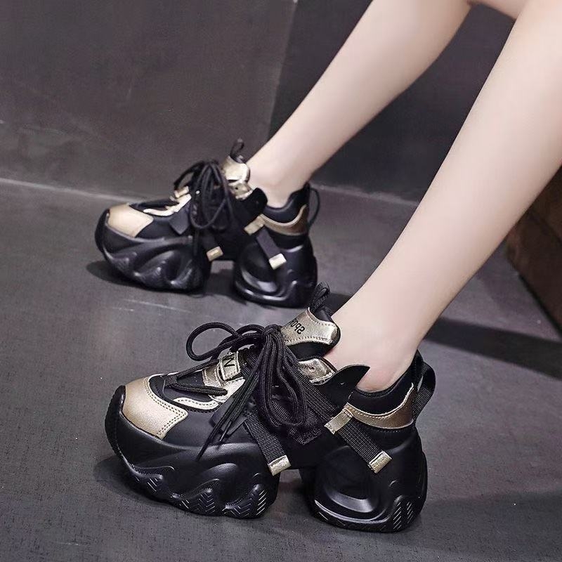 Ženske tenisice u stilu dad shoes s blokovima boja, 8 cm debeli potplat, lagane i svestrane