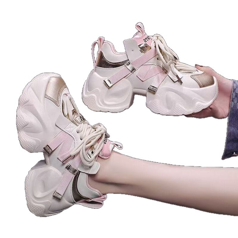 Ženske tenisice u stilu dad shoes s blokovima boja, 8 cm debeli potplat, lagane i svestrane