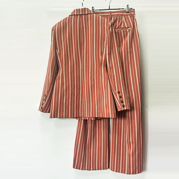 Costum dama cu dungi, model nou 2026, stil european elegant pentru podium, pantaloni drepti, croială slim, set din două piese