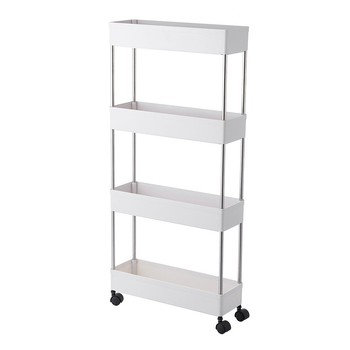 Bijeli mobilni stalak za pohranu s 4 razine, podni stalak za grickalice, dimenzije 40.5 × 13.1 × 87.5 cm
