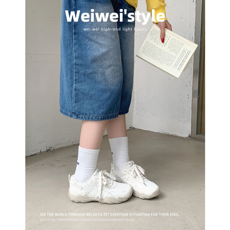 Ženske mrežaste tenisice s vezicama, korejskog stila, model 680-1, s debelim potplatom