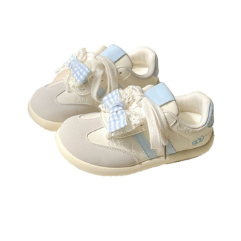 Adidași pentru femei cu funda, albi, talpă groasă, casual sport, primăvară–toamnă 2025