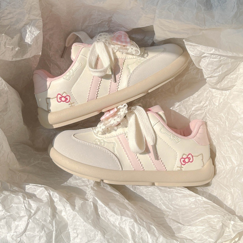 Adidași pentru femei cu funda, albi, talpă groasă, casual sport, primăvară–toamnă 2025