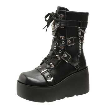 Ženske čizme s platformom za jesen, 9 cm povećanje visine, punk stil, casual Martin čizme, bijele