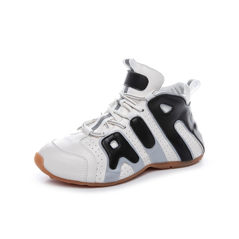 cc&vv Pantofi sport dama din piele cu talpă groasă – toamnă/iarnă 2020, stil coreean, bloc de culori, mid-top, vârf rotund, talpă din cauciuc, căptușeală din piele