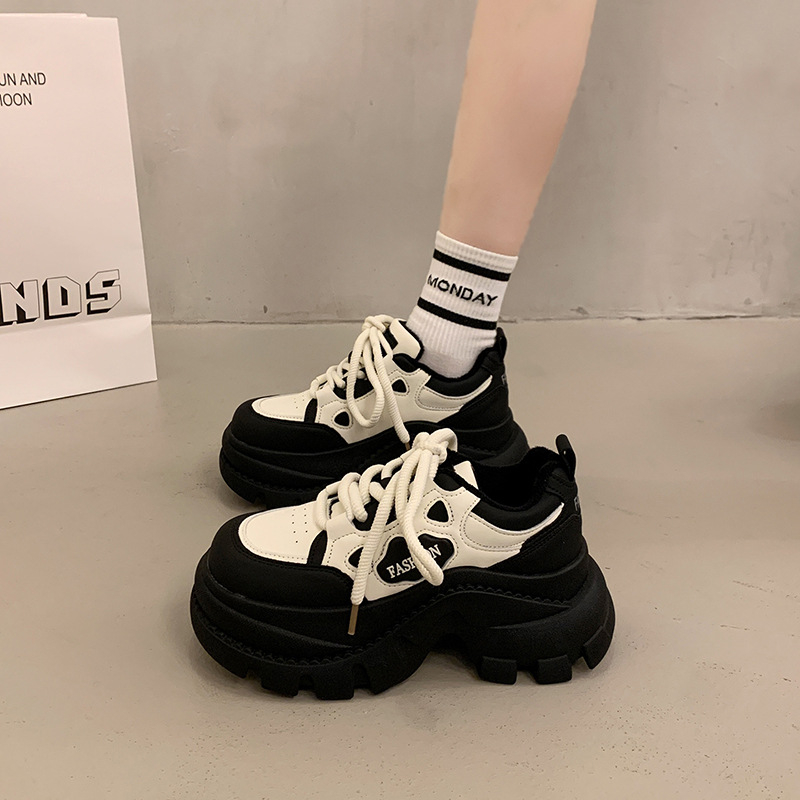 Pantofi sport pentru femei, platformă groasă, albi, pentru toamnă-iarnă 2025