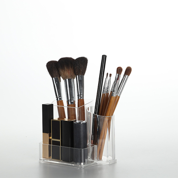 Kozmetička kutija za pohranu s pretincima za olovku za obrve, olovku za oči, sjenilo, ruž, makeup četke, balzam za usne i sjaj za usne