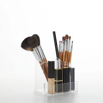 Kozmetička kutija za pohranu s pretincima za olovku za obrve, olovku za oči, sjenilo, ruž, makeup četke, balzam za usne i sjaj za usne