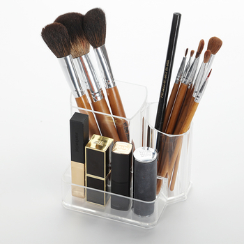 Kozmetička kutija za pohranu s pretincima za olovku za obrve, olovku za oči, sjenilo, ruž, makeup četke, balzam za usne i sjaj za usne