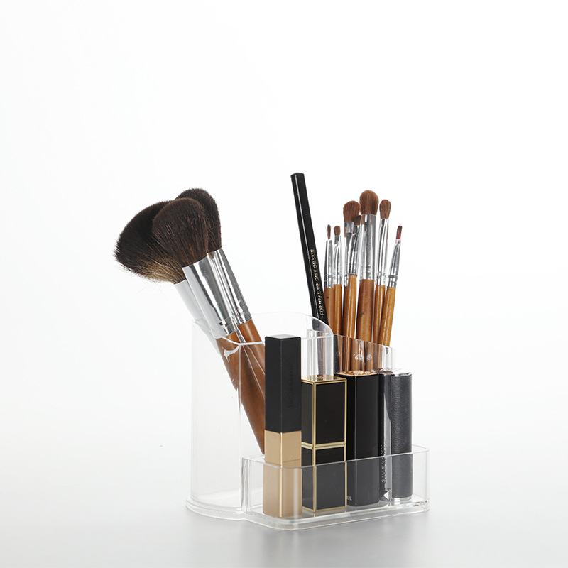 Kozmetička kutija za pohranu s pretincima za olovku za obrve, olovku za oči, sjenilo, ruž, makeup četke, balzam za usne i sjaj za usne