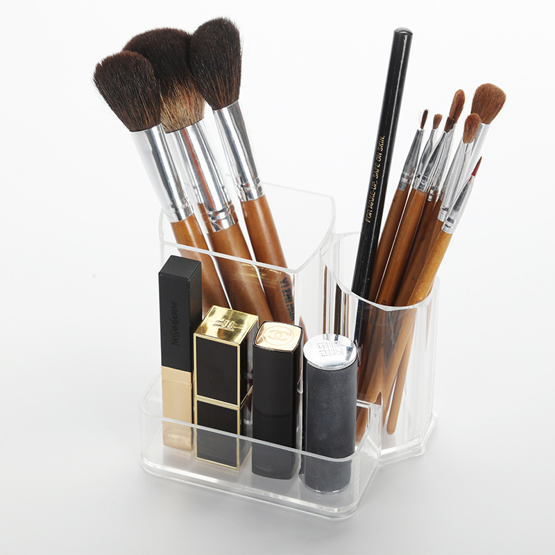 Kozmetička kutija za pohranu s pretincima za olovku za obrve, olovku za oči, sjenilo, ruž, makeup četke, balzam za usne i sjaj za usne