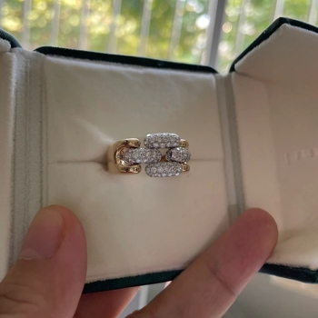 Otvoreni prsten s dijamantima, dvobojni pojas, vakuumsko premazivanje, svestran i elegantan.