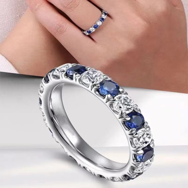 Pavé prsten od cirkonija s geometrijskom teksturom, unisex prsten za parove, moderan stil