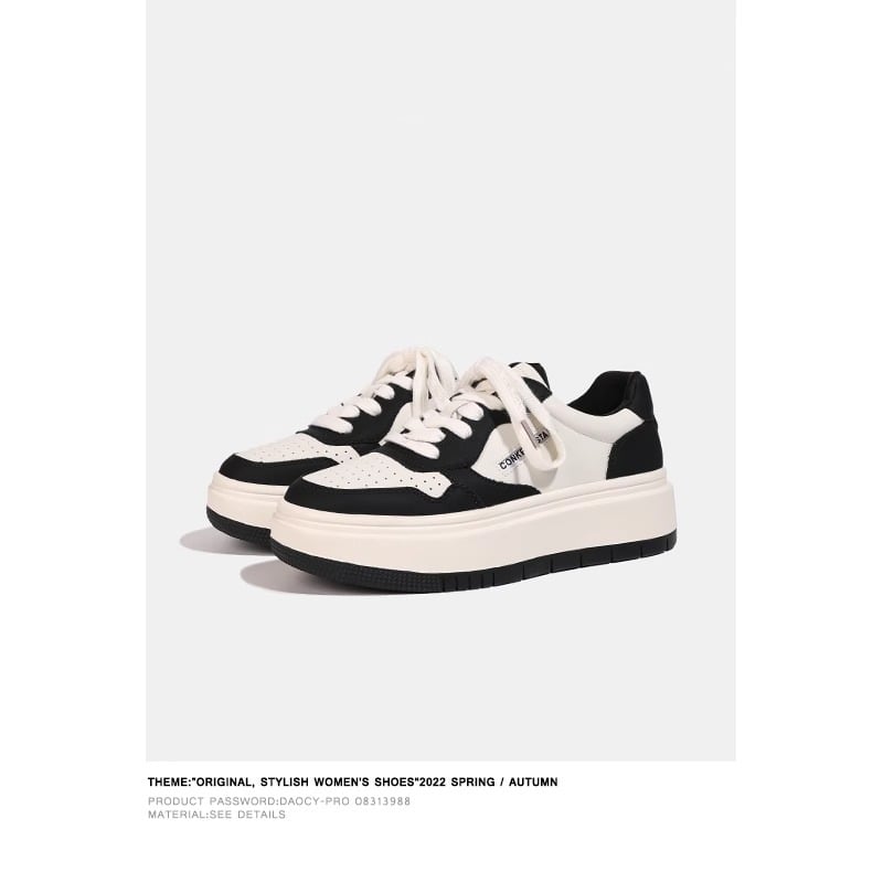 Γυναικεία Panda sneakers από γνήσιο δέρμα, λευκά, με φαρδιά σόλα