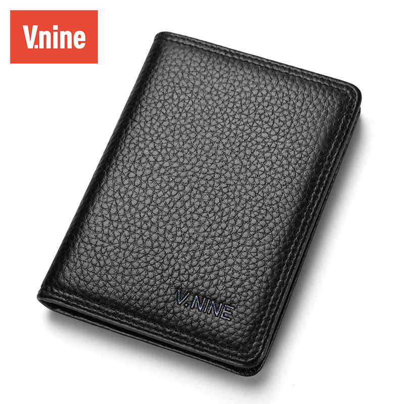 V.NINE Muški držač kartica od prve sloje kože, anti‑krađa, anti‑magnetni, tanak i lagan, za vozačku dozvolu i više kartica