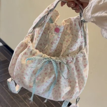 Cvjetna proljetno-ljetna ženska torba s plisiranom mašnicom, ruksak, torba preko ramena i crossbody, višenamjenska za svakodnevnu upotrebu
