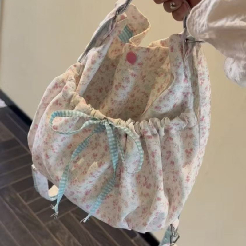Cvjetna proljetno-ljetna ženska torba s plisiranom mašnicom, ruksak, torba preko ramena i crossbody, višenamjenska za svakodnevnu upotrebu