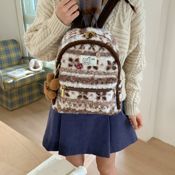 Ruksak u korejskom stilu Fair Isle, velikog kapaciteta, moderan i svestran za svakodnevnu uporabu za žene