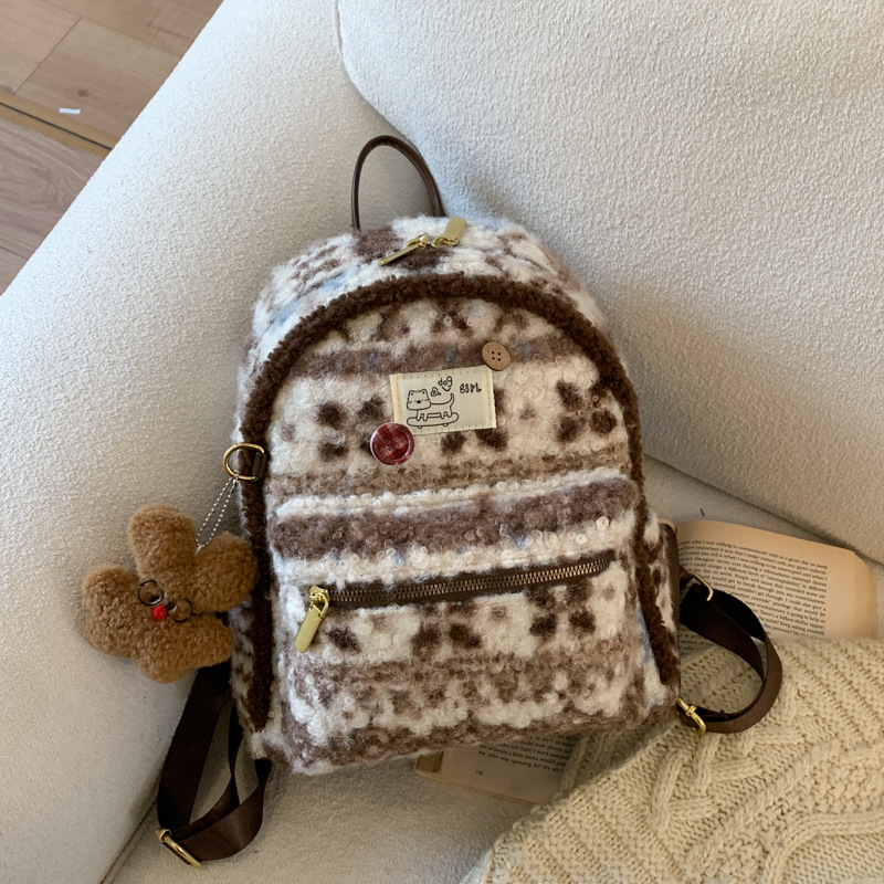 Ruksak u korejskom stilu Fair Isle, velikog kapaciteta, moderan i svestran za svakodnevnu uporabu za žene