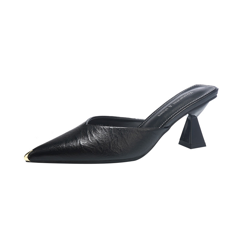 6777-1 Ženske cipele na petu s oštrim vrhom, nude boja, PU koža, srednji peta 3-6 cm, ljetni model 2025
