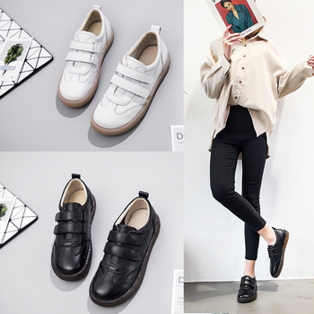 Γυναικείοι loafers με Velcro, από δέρμα πρώτης στρώσης, καθημερινοί, άνετη μαλακή σόλα