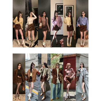 Дамски corduroy костюмно яке, есен 2024, casual свободна кройка, ретро кафяво